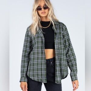 Princess Polly Nora Flannel dark green